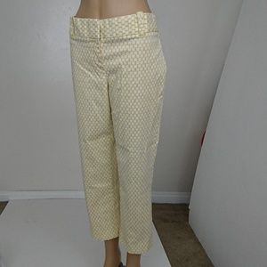 J. Crew White & Yellow Print Cropped Pants Size 10